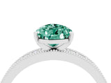 White gold Pear Cut Green Sapphire Milgrain Pavé Engagement Ring with Four-Prong Setting_4
