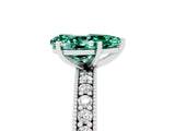 White gold Pear Cut Green Sapphire Milgrain Pavé Engagement Ring with Four-Prong Setting_5