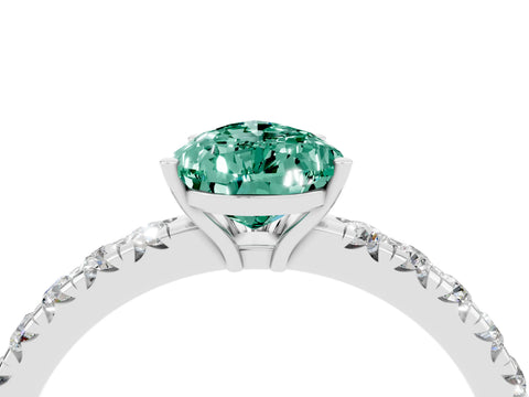 White gold Pear Cut Green Sapphire Pavé Solitaire Engagement Ring with Four-Prong Setting_16