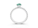 White gold Pear Cut Green Sapphire Pavé Solitaire Ring with Round Band and Prong Setting_39
