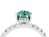 White gold Pear Cut Green Sapphire Pave Band Solitaire Ring with Four-Prong Setting_16