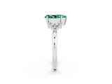 White gold Pear Cut Green Sapphire Ring with Side Stones and Four-Prong Setting_38