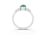 White gold Pear Cut Green Sapphire Ring with Side Stones and Four-Prong Setting_39