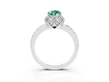 White gold Pear Cut Green Sapphire Scalloped Halo Engagement Ring with Round Shared Prong Band_51