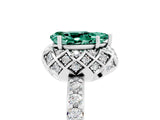 White gold Pear Cut Green Sapphire Scalloped Halo Engagement Ring with Round Shared Prong Band_53