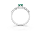 White gold Pear Cut Green Sapphire Scattered Round Accent Ring with Prong Setting_27