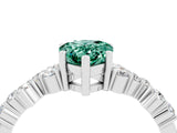 White gold Pear Cut Green Sapphire Scattered Round Accent Ring with Prong Setting_28