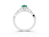 White gold Pear Cut Green Sapphire Solitaire Celtic Knot Ring with Four-Prong Setting_15