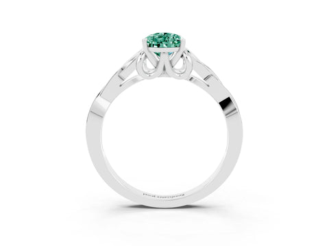 White gold Pear Cut Green Sapphire Solitaire Celtic Knot Ring with Four-Prong Setting_15