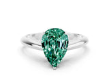 White gold Pear Cut Green Sapphire Solitaire Engagement Ring with Cathedral Setting and Four-Prong Mount_24