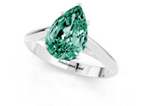 White gold Pear Cut Green Sapphire Solitaire Engagement Ring with Cathedral Setting and Four-Prong Mount_25