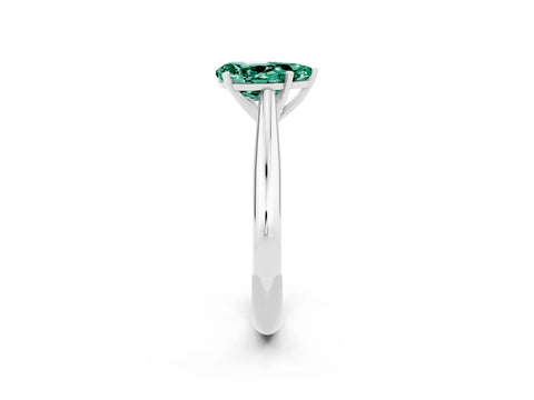 White gold Pear Cut Green Sapphire Solitaire Engagement Ring with Cathedral Setting and Four-Prong Mount_26