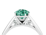 White gold Pear Cut Green Sapphire Solitaire Engagement Ring with Cathedral Setting and Four-Prong Mount_28