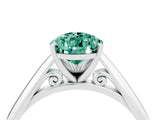 White gold Pear Cut Green Sapphire Solitaire Engagement Ring with Cathedral Setting and Four-Prong Mount_34