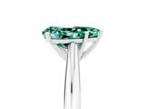 White gold Pear Cut Green Sapphire Solitaire Engagement Ring with Cathedral Setting and Four-Prong Mount_35
