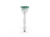 White gold Pear Cut Green Sapphire Solitaire Engagement Ring with Celtic Knot Band and Four-Prong Setting_2