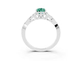 White gold Pear Cut Green Sapphire Solitaire Engagement Ring with Celtic Knot Band and Four-Prong Setting_3