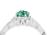 White gold Pear Cut Green Sapphire Solitaire Engagement Ring with Celtic Knot Band and Four-Prong Setting_4