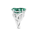 White gold Pear Cut Green Sapphire Solitaire Engagement Ring with Celtic Knot Band and Four-Prong Setting_5