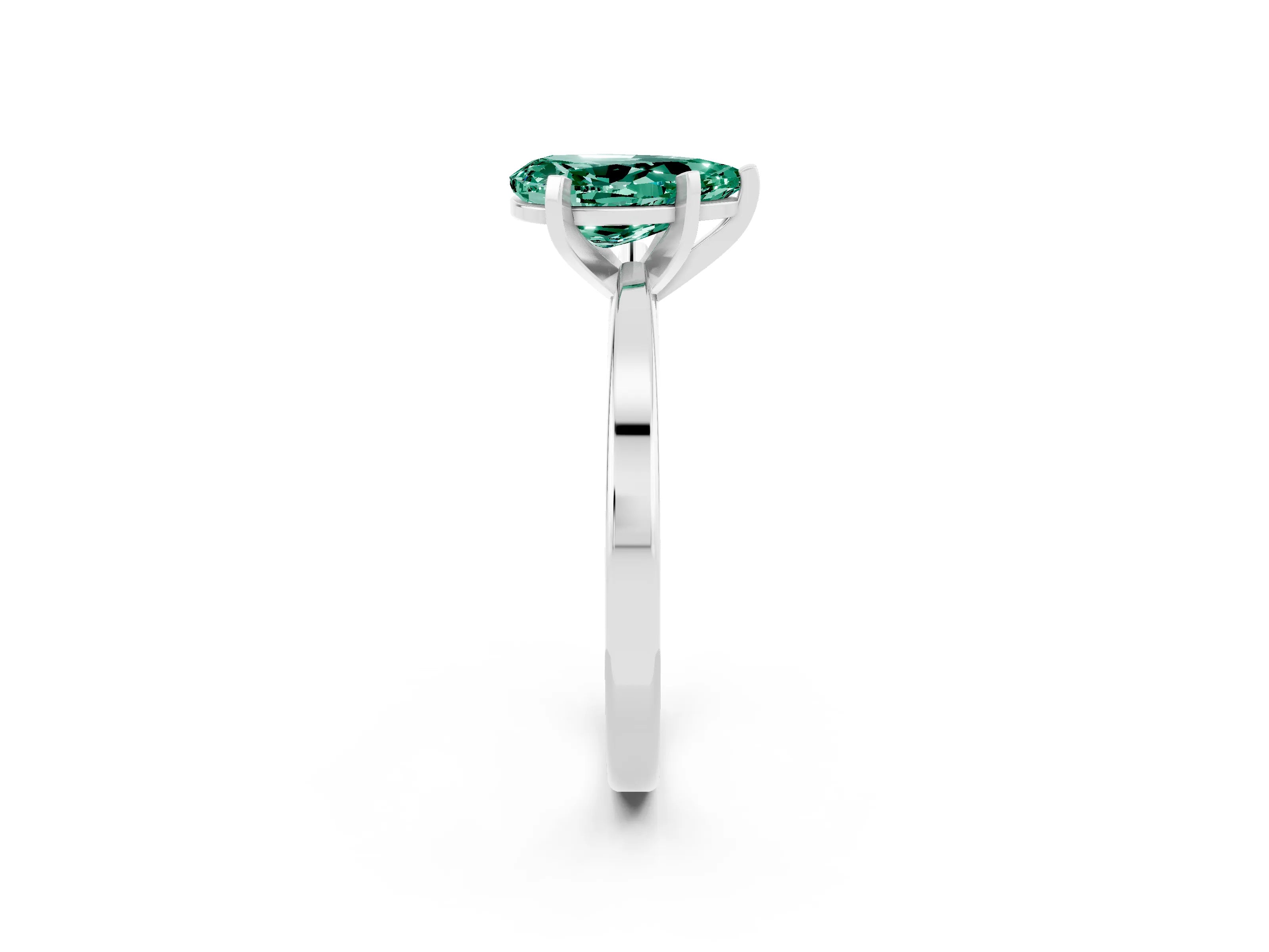 White gold Pear Cut Green Sapphire Solitaire Engagement Ring with Classic Band and Four-Prong Setting_38