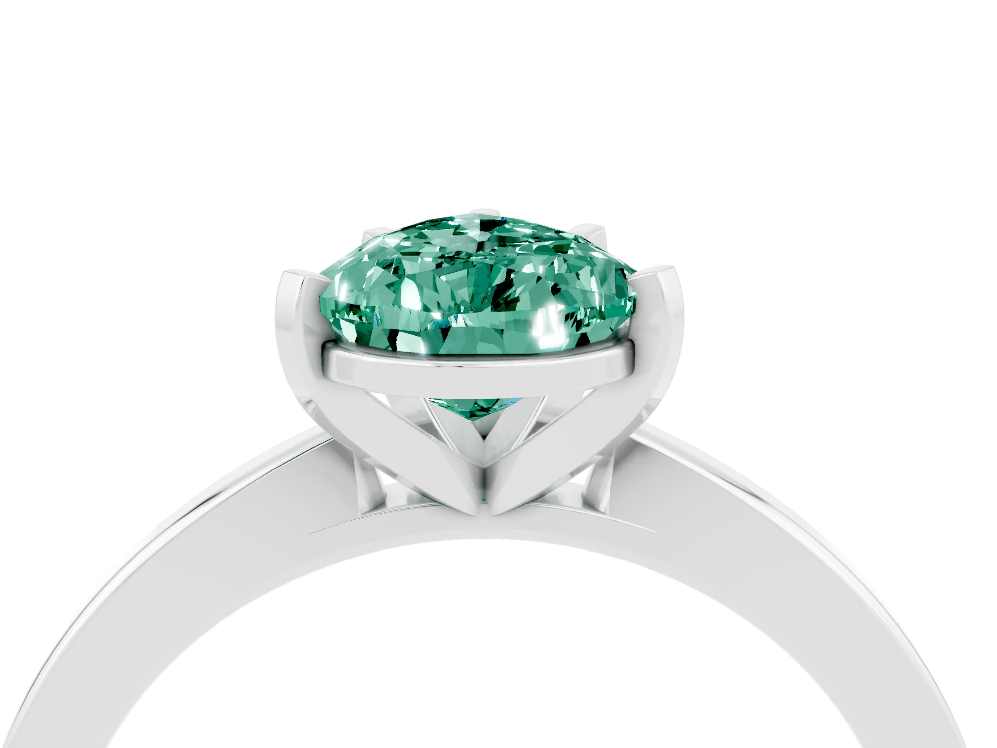 White gold Pear Cut Green Sapphire Solitaire Engagement Ring with Classic Band and Four-Prong Setting_40