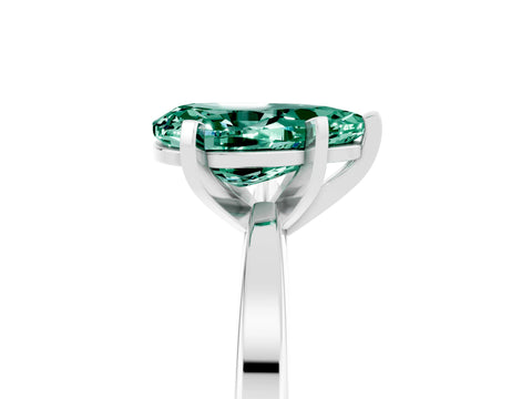 White gold Pear Cut Green Sapphire Solitaire Engagement Ring with Classic Band and Four-Prong Setting_41