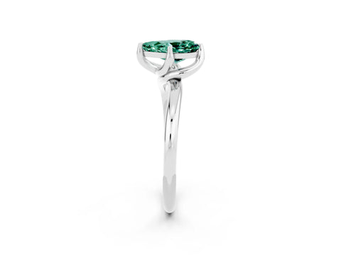 White gold Pear Cut Green Sapphire Solitaire Engagement Ring with Four-Prong Setting and Classic Band_14