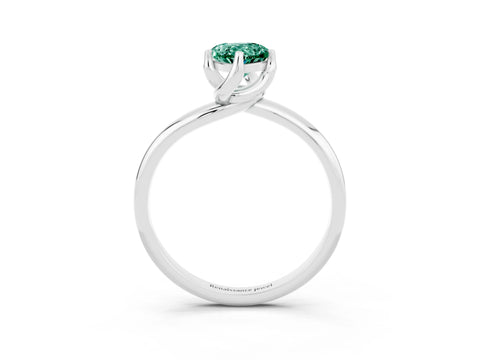 White gold Pear Cut Green Sapphire Solitaire Engagement Ring with Four-Prong Setting and Classic Band_15