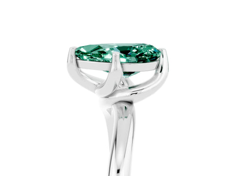 White gold Pear Cut Green Sapphire Solitaire Engagement Ring with Four-Prong Setting and Classic Band_17