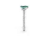 White gold Pear Cut Green Sapphire Solitaire Engagement Ring with Pavé Band and Four-Prong Setting_2