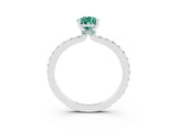 White gold Pear Cut Green Sapphire Solitaire Engagement Ring with Pavé Band and Four-Prong Setting_3