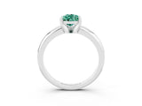 White gold Pear Cut Green Sapphire Solitaire Engagement Ring with Round Band and Four-Prong Setting_21