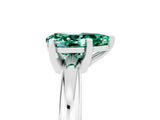 White gold Pear Cut Green Sapphire Solitaire Engagement Ring with Round Band and Four-Prong Setting_23