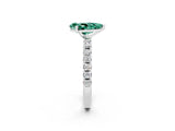 White gold Pear Cut Green Sapphire Solitaire Pavé Band with Four-Prong Setting_2