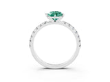 White gold Pear Cut Green Sapphire Solitaire Pavé Band with Four-Prong Setting_3