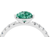 White gold Pear Cut Green Sapphire Solitaire Pavé Band with Four-Prong Setting_4