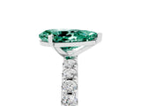 White gold Pear Cut Green Sapphire Solitaire Pavé Band with Four-Prong Setting_5