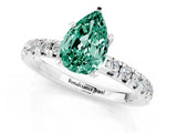 White gold Pear Cut Green Sapphire Solitaire Pavé Engagement Ring with Round Band and Prong Setting_13