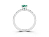 White gold Pear Cut Green Sapphire Solitaire Pavé Engagement Ring with Round Band and Prong Setting_15
