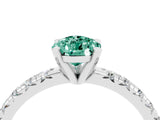 White gold Pear Cut Green Sapphire Solitaire Pavé Engagement Ring with Round Band and Prong Setting_16