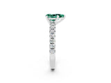White gold Pear Cut Green Sapphire Solitaire Pavé Engagement Ring with Round Band and Prong Setting_74