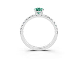 White gold Pear Cut Green Sapphire Solitaire Pavé Engagement Ring with Round Band and Prong Setting_75