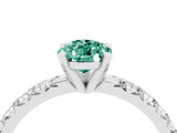 White gold Pear Cut Green Sapphire Solitaire Pavé Engagement Ring with Round Band and Prong Setting_76