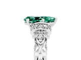 White gold Pear Cut Green Sapphire Solitaire Ring with Filigree Band and Four-Prong Setting_29