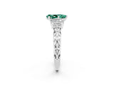White gold Pear Cut Green Sapphire Solitaire Ring with Filigree Band and Four-Prong Setting_38