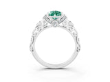 White gold Pear Cut Green Sapphire Solitaire Ring with Filigree Band and Four-Prong Setting_39