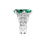White gold Pear Cut Green Sapphire Solitaire Ring with Filigree Band and Four-Prong Setting_41