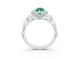 White gold Pear Cut Green Sapphire Solitaire Ring with Filigree Band and Four-Prong Setting_51