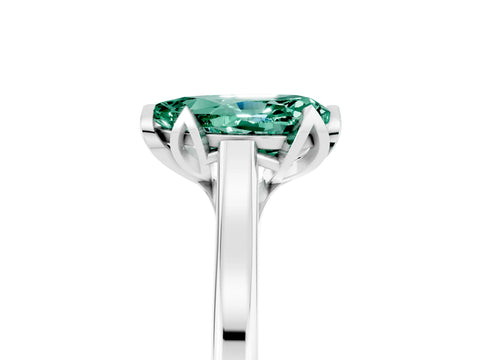White gold Pear Cut Green Sapphire Solitaire Ring with Flower Prong Setting and Classic Band_17