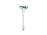 White gold Pear Cut Green Sapphire Solitaire Ring with Flower Prong Setting and Classic Band_26